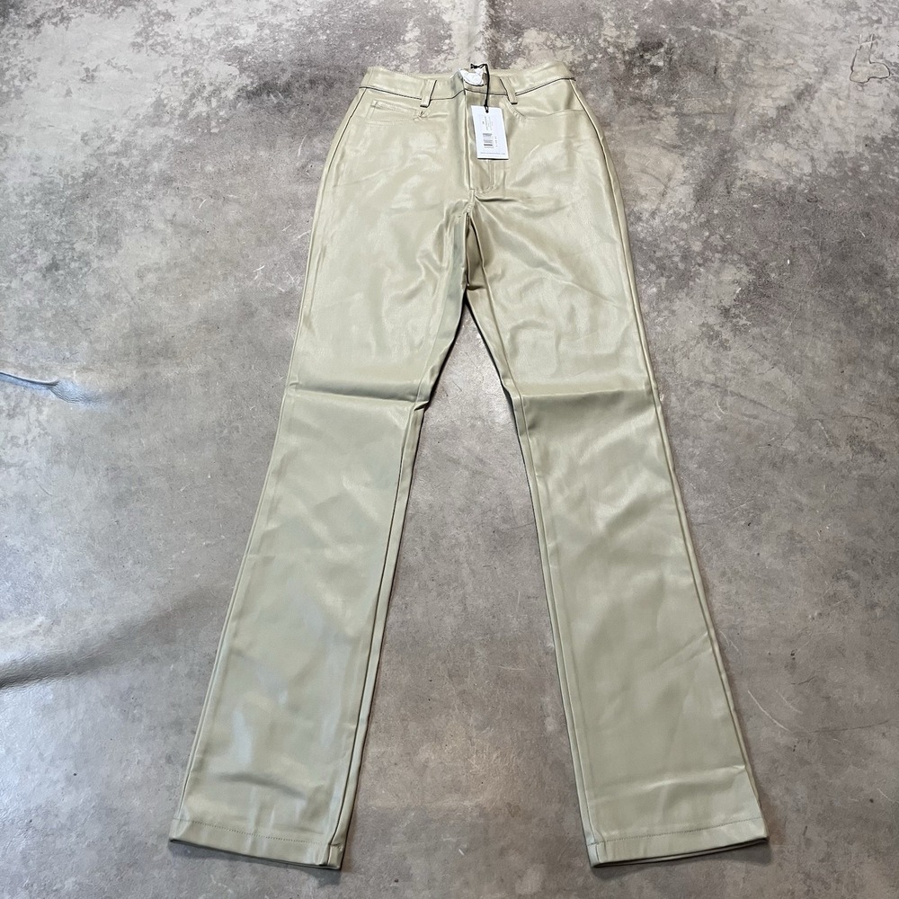 We Wore What Pants Womens Size‎ 24 Buttery Vegan Leather Kick Flare Oat